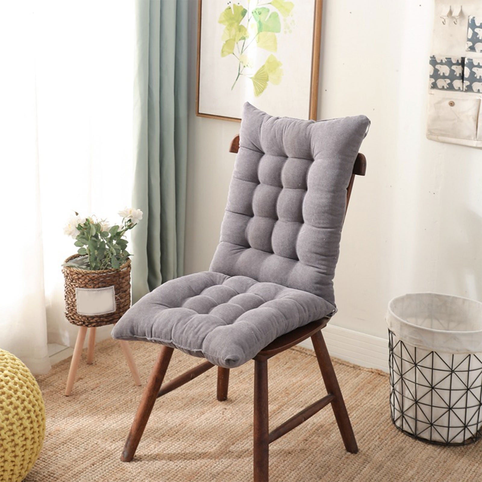 High Back Office Chair Cushion Soft Chair Pad with Ties - Memory Foam Chair Seat Cushion for Desk,Gaming,Bench,Patio Furniture or Floor Sitting