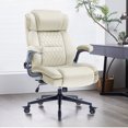 thumbnail image 1 of High Back Office Chair with Lockable Wheels, 400lbs Large Fabric Executive Desk Chair, Adjustable Lumbar Support Flip up Arms, Ergonomic Home Office Computer Chair with Storage Pocket, Beige, 1 of 9