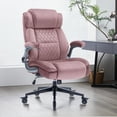 thumbnail image 1 of High Back Office Chair with Lockable Wheels, 400lbs Large Fabric Executive Desk Chair, Adjustable Lumbar Support Flip up Arms, Ergonomic Home Office Computer Chair with Storage Pocket, Pink, 1 of 9