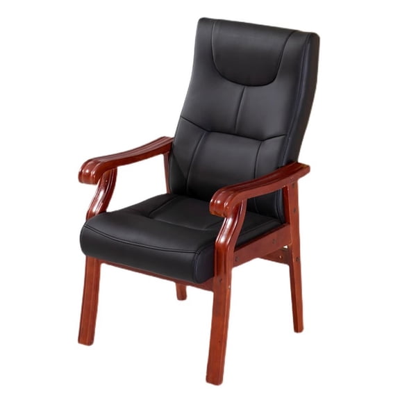 High Back Office Chair Modern Wood Accent Chairs Leather Arm Chairs for Living Room,Mid Century Modern Waiting Room Chairs Conference Room Chairs