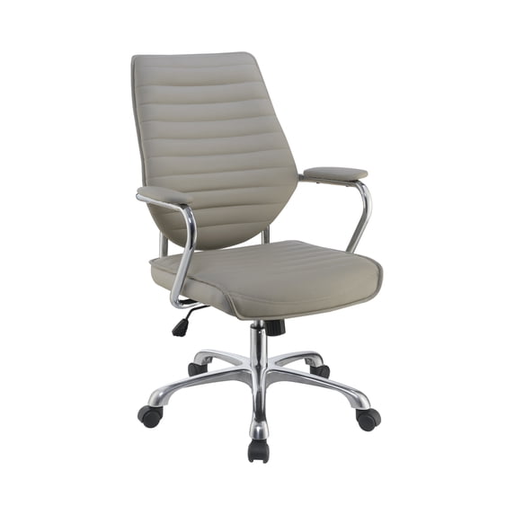 High Back Office Chair Taupe and Polished Aluminum