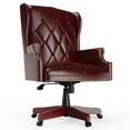 thumbnail image 1 of High Back Office Chair with Armrests, PU Leather Swivel Desk Chair with Wheels, Ergonomic Computer Chair with Adjustable Backrest, Burgundy, 1 of 9