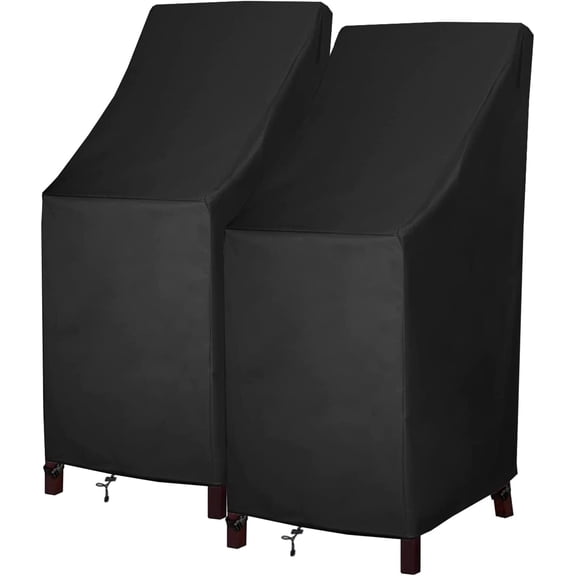 High Back Patio Chair Cover, Stackable Outdoor Chair Covers, Durable 600D Oxford Barstool Chair Covers, Heavy Duty Waterproof Tall Chair Covers, Storage Bag Included, 2 Pack