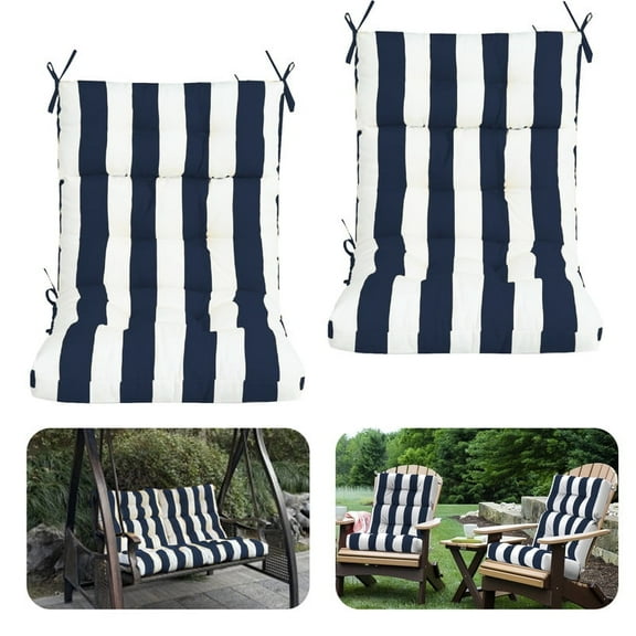High Back Patio Chair Cushions Set of 2, Waterproof Fade Resistant Rocking Chair Cushion for Outdoor Patio, Lawn Chair Cushions（Navy White）