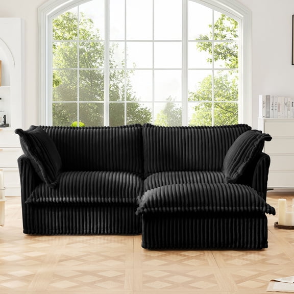 High Back Pillows Black Couch | Spacious Seating for Relaxing | Breathable and Soft-touching Fabric