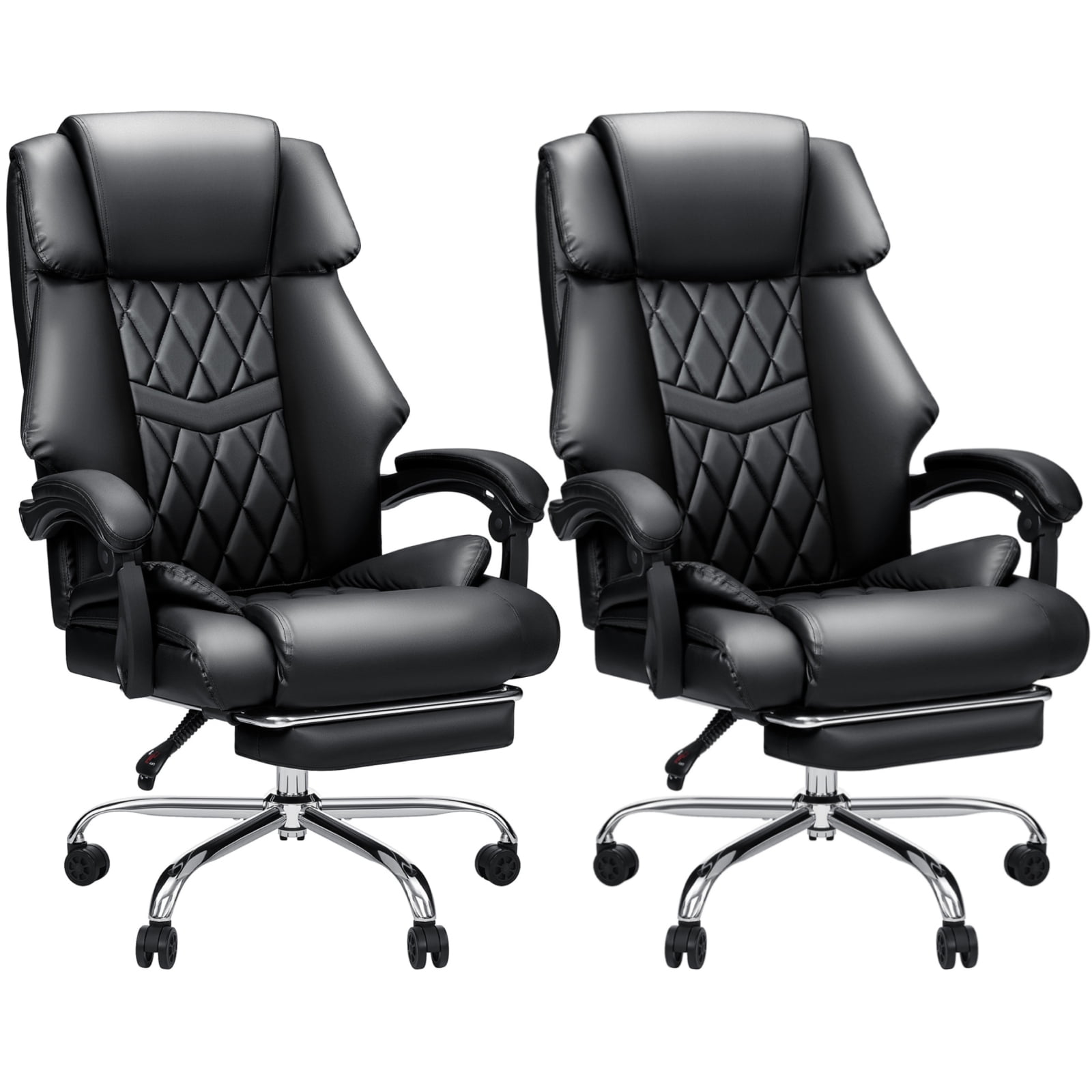 HighBack RhombusStitched Leather Executive Chair, with Flipup Armrests and Motive Lumbar