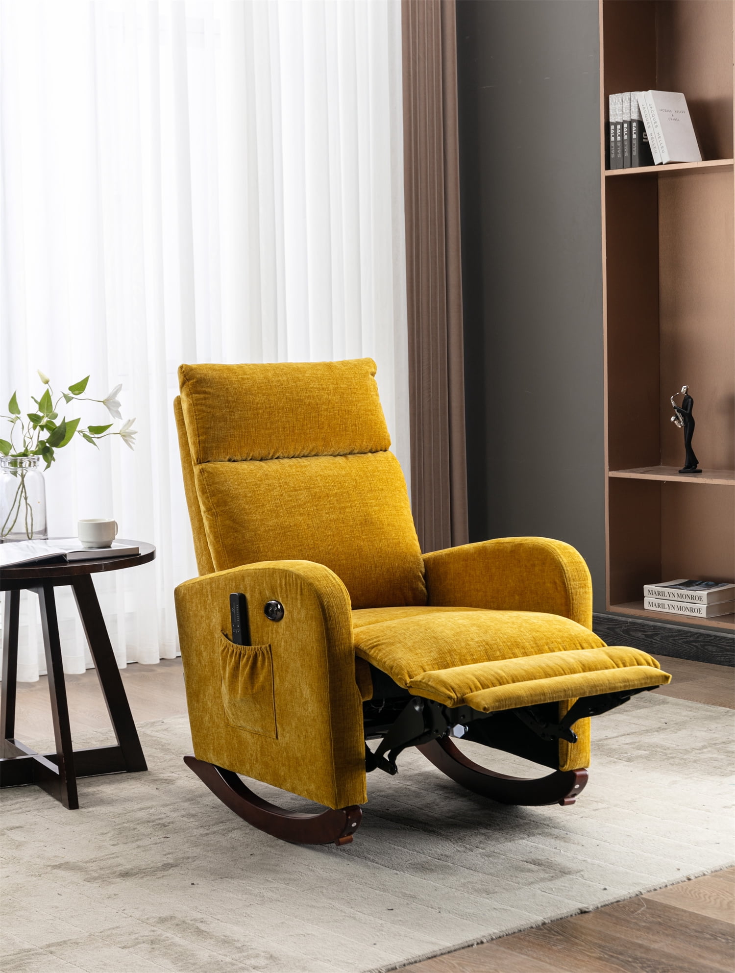 High Back Rocking Chair, Massage Recliner Chair with 4 Vibration Motors ...