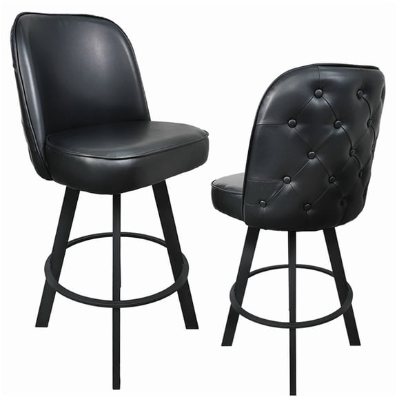 High Back Swivel Bar Stools Set of 2, Industrial Modern Stools with Tufted Backrest and Adjustable Footrest, Commercial Grade for Restaurant & Home