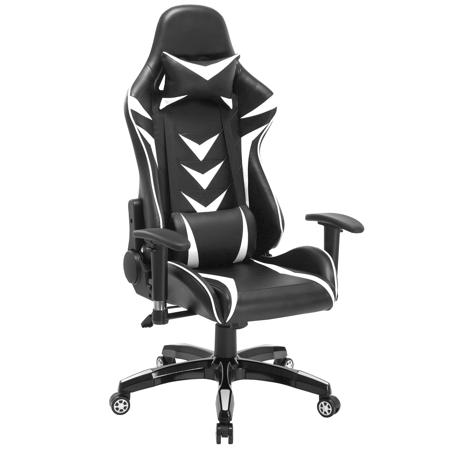 HighBack Swivel Gaming Chair Black & White With Lumbar Support