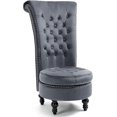 High Back Throne Chair, Velvet Royal with ButtonTufted Back，Armless