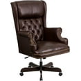 thumbnail image 1 of High Back Traditional Oversized Headrest Brown Leather Ergonomic Office Chair, 1 of 4
