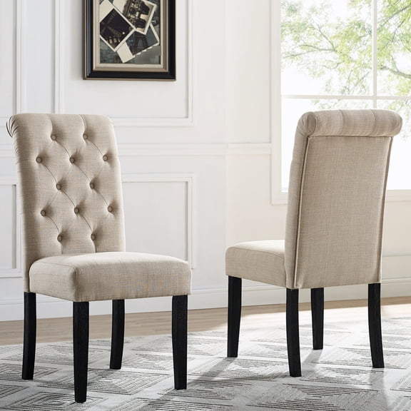 High - Back Tufted Dining Chairs | Ideal for Dining Spaces | Solid Wood and Velvety Upholstery | Provide Relaxed Dining Environment