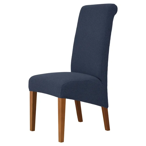 High Back & Universal High Elasticity Chair Cover Jacquard M XL Size Chair Covers Dining Room Kitchen Office Home Corn Flannel (Navy Blue,XL Size (60-75cm))