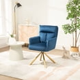 thumbnail image 1 of High-Back Upholstered Leisure Chair, Modern Velvet Swivel Chair with Gold Metal Legs, Accent Living Room Chair for Living Room, Bedroom and Apartment, Dark Blue, 1 of 6