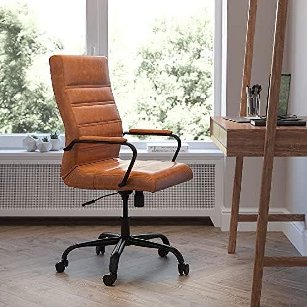 High Back White LeatherSoft Executive Swivel Office Chair Rose Gold Frame/Arms