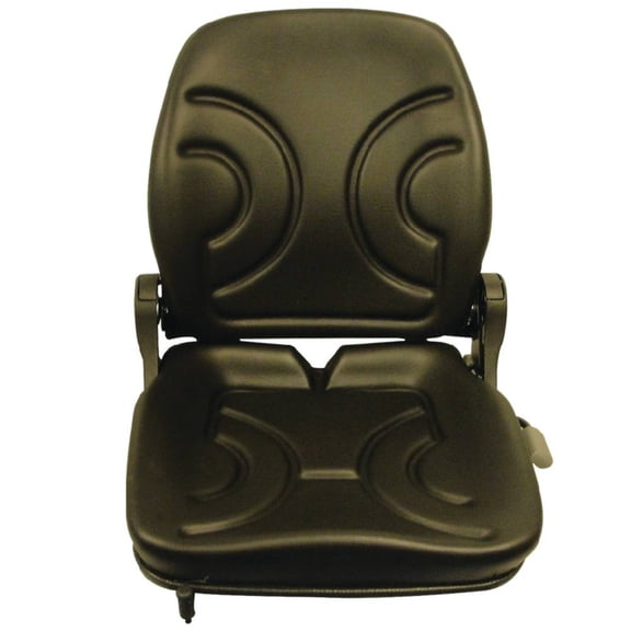 OEM Grade High Back Seat Compatible with Universal Tractors Forklifts Skid Steers Backhoes Black Vinyl Mechanical Lumbar Adjustable Backrest 30-85 Degrees Fore Aft Slide with Headrest