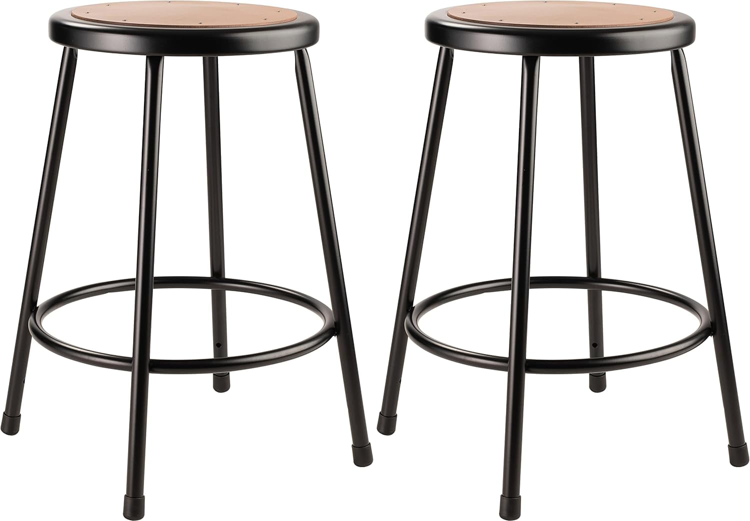 Sleek 24" Black Metal Industrial Backless Stool with Footring