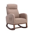 thumbnail image 1 of High Backrest Rocking Chair With Thick Padded Cushion and Side Pocket, Accent Glider Chair for Living Room, Bed Room, Office, Backyard, Front Porch, Outdoor Indoor Upholstered Fabric Chair, Camel, 1 of 9