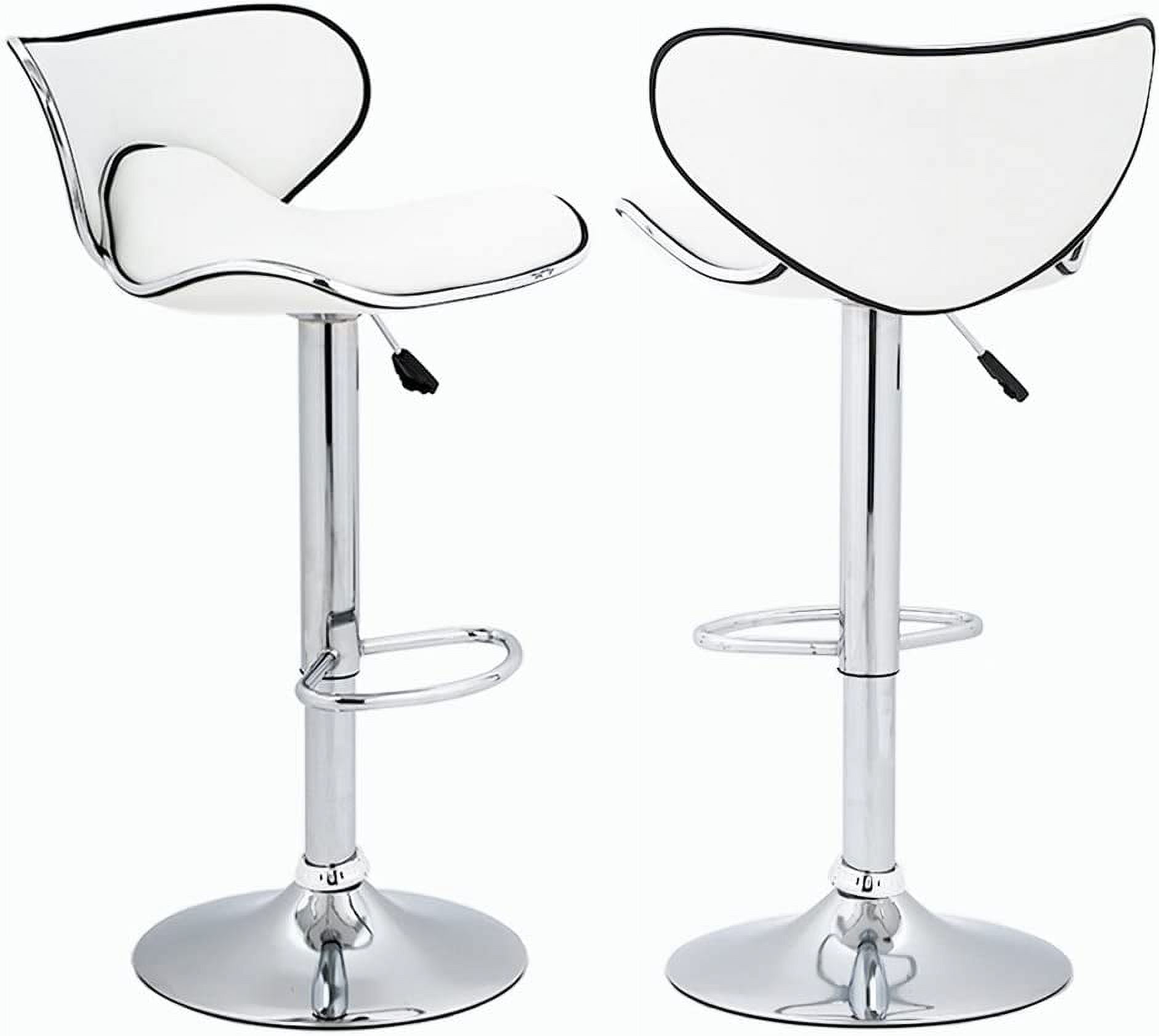 White Adjustable Swivel Bar Stools with Metal Frame