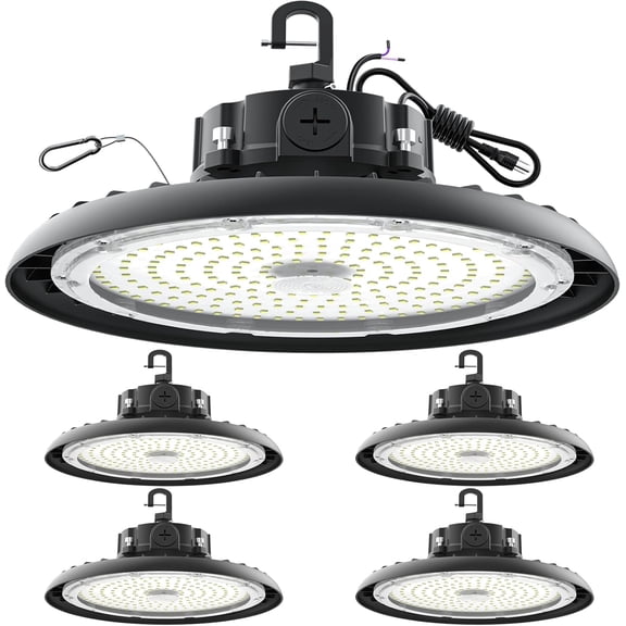 High Bay Lights LED UFO Light 240W LED Shop Lights 6000K IP65 Commercial Bay Lighting Fixture 43200 LM Super Bright, 5ft Cable Plug & Play for Warehouse Factory Garage Workshop Barn 4 Pack