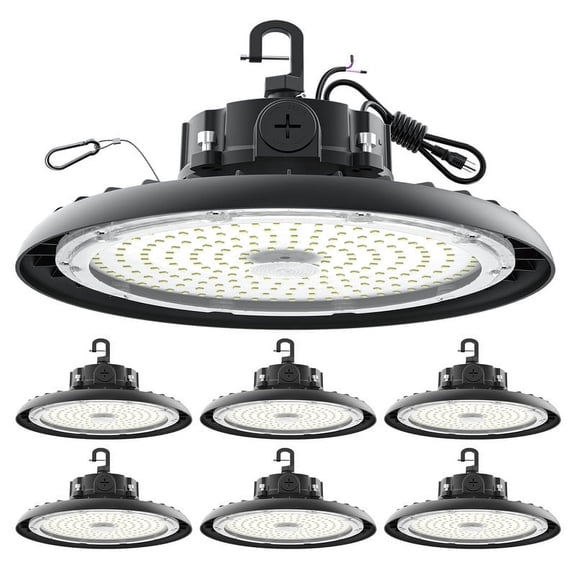 High Bay Lights LED UFO Light 240W LED Shop Lights 6000K IP65 Commercial Bay Lighting Fixture 43200 LM Super Bright, 5ft Cable Plug & Play for Warehouse Factory Garage Workshop Barn 6 Pack
