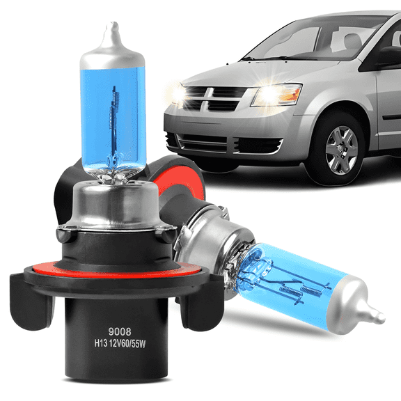 High Beam and Low Beam Headlight Bulb - Compatible with 2008-2010 Dodge Grand Caravan 2009