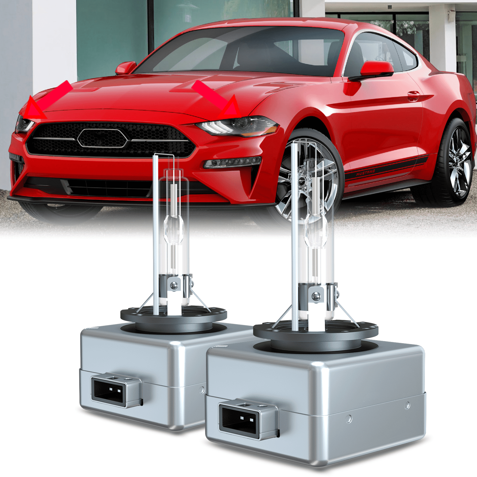 High Beam and Low Beam Headlight Bulb - Compatible with 2010 - 2023 Ford Mustang 2011 2012 2013 2014 2015 2016 2017 2018 2019 2020 2021 2022