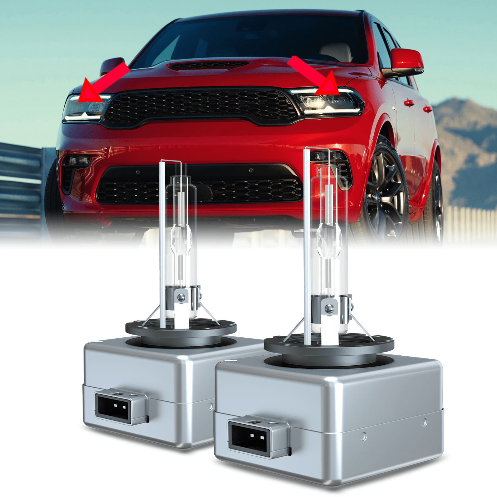 High Beam and Low Beam Headlight Bulb - Compatible with 2014 - 2022 Dodge Durango 2015 2016 2017 2018 2019 2020 2021