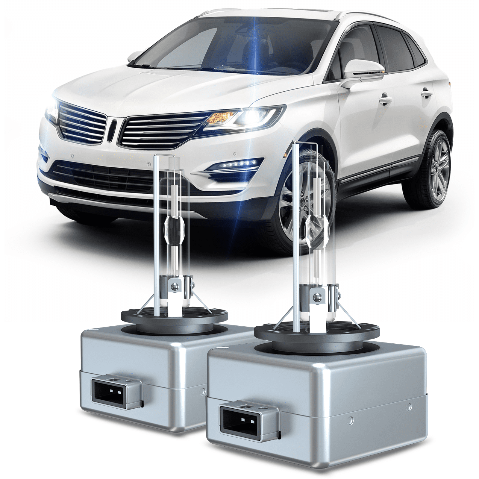 High Beam and Low Beam Headlight Bulb Set - Compatible with 2015 - 2019 Lincoln MKC 2016 2017 2018