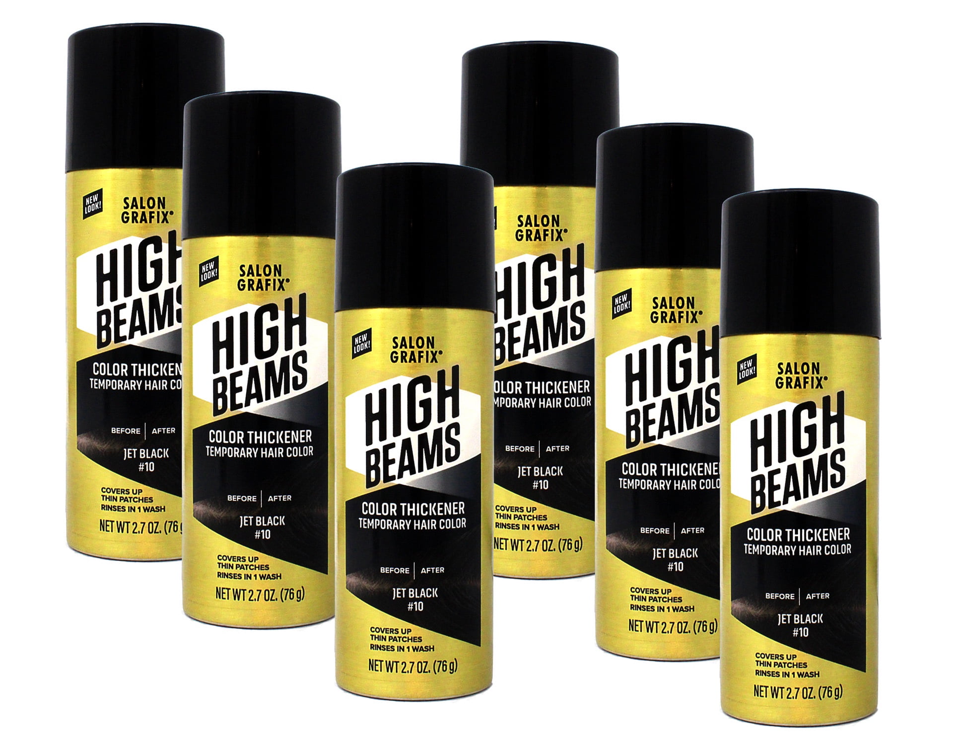 High Beams Color Thickener Temporary Spray-On Hair, Jet Black, 2.7
