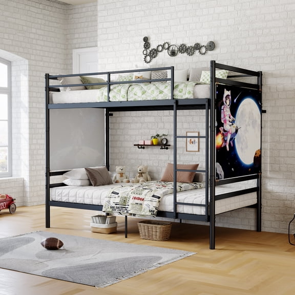 High Bed Frame, Black Metal, for Bedroom, Size,BLACK