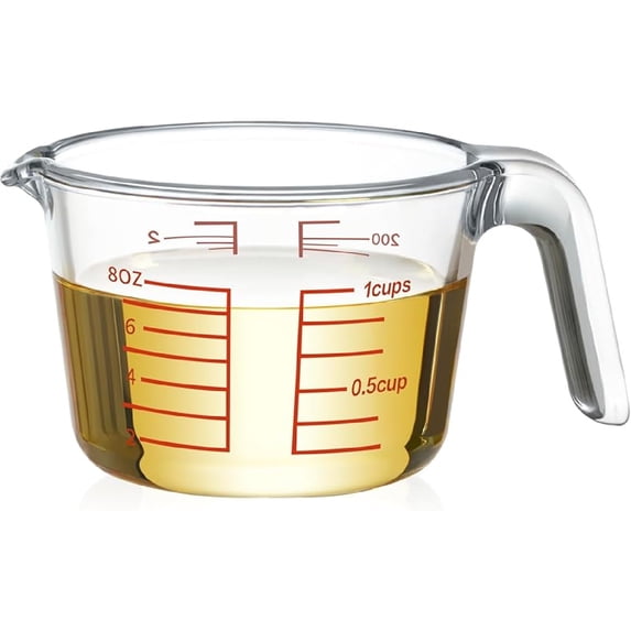 High Borosilicate 1Cup Glass Measuring Cup, Glass Measuring Beaker with Multiple Measurement Scales, Easy to Read
