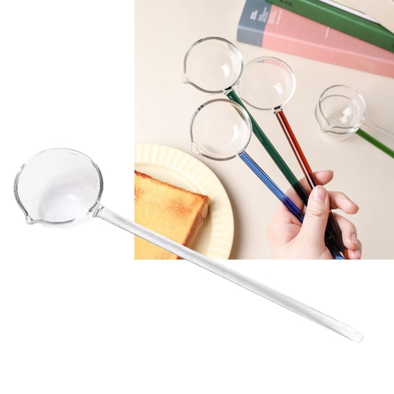 High Borosilicate Glass Cooking Ladle Serving Spoon Cooking Sauce Gravy Spoon Food Grade Cooking Utensils Soup Ladle Spoon for Buffet , Yellow