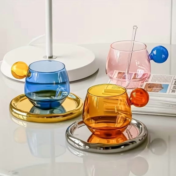 High Borosilicate Glass Latte Coffee Cup with Bubble Cloud Design Elegant Thermal Shock Resistant Glassware for Hot & Cold Beverages