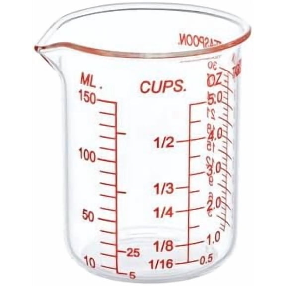 High Borosilicate Glass Measuring Cup-V-Shaped SpoutGlass Measuring Beaker for Kitchen or Restaurant, Easy to Read, 150 ML (5 Oz)-Single$$