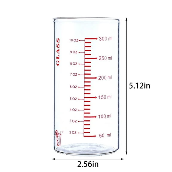 High Borosilicate Glass Measuring Cup with Clear Scale, Graduated Beaker Shot Glass for Kitchen, Restaurant, Bar, Espresso, Wine, Liquid Measuring