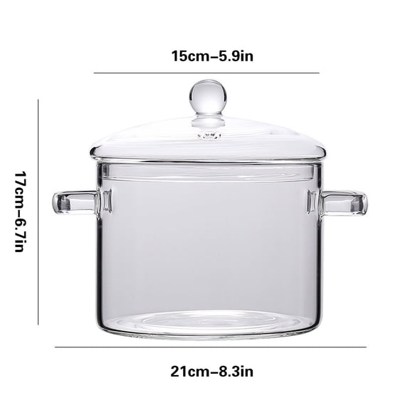 High Borosilicate Glass Saucepan Heat Resistant Transparent Cooking Pot Open Flame Mini Stew Pot Kitchen Milk Soup Cooker Microwave Dishwasher Safe Glass Cookware