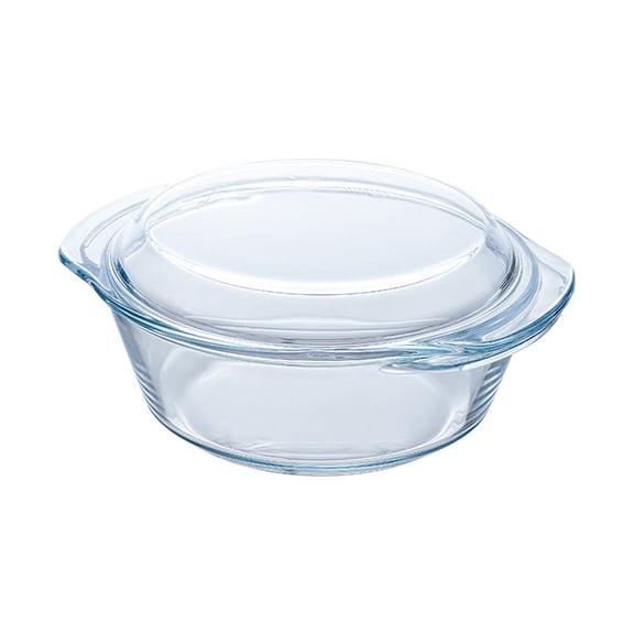 High Borosilicate Glass Saucepan with Lid Double-Handle Clear Soup Pot Stovetop & Oven Safe Cookware for Kitchen Baking & Food Prep 50.7oz