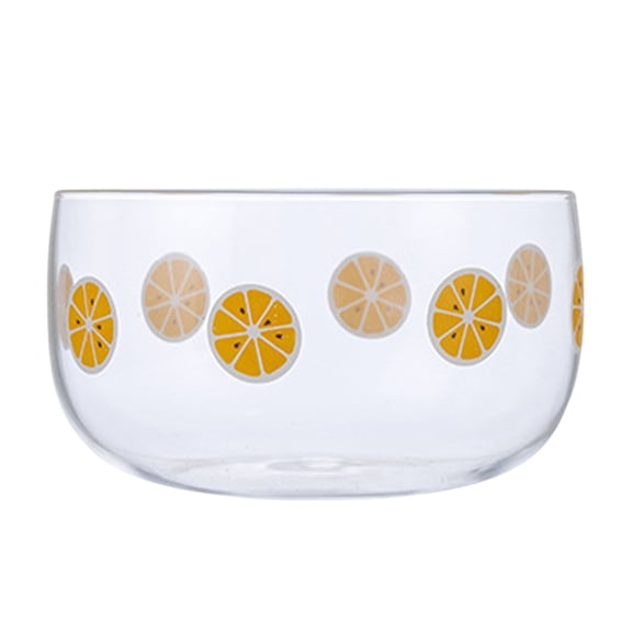 High Borosilicate Glass Serving Bowl, Vibrant Fruit Printed Surface, Shatter Resistant Clear Glass, Home Salad Dessert Snack Tableware