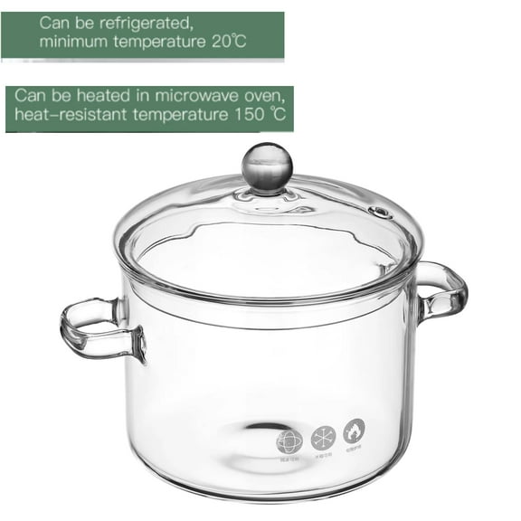 High Borosilicate Glass Soup Pot with Cover Clear Glass Pot with Double Handles Household Cooking Saucepan Pot