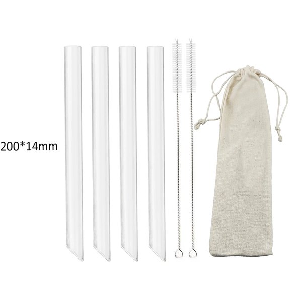 High Borosilicate Glass Straw Set Reusable Straw 12mm Wide Smoothie Straw for Bubble Tea Milkshakes Drinking for Bar Accessories