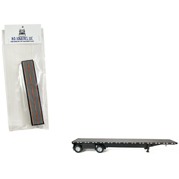 High Boy Spread Axle Flatbed Trailer Black 1/87 (HO) Scale Plastic Model Car by HO Logistics