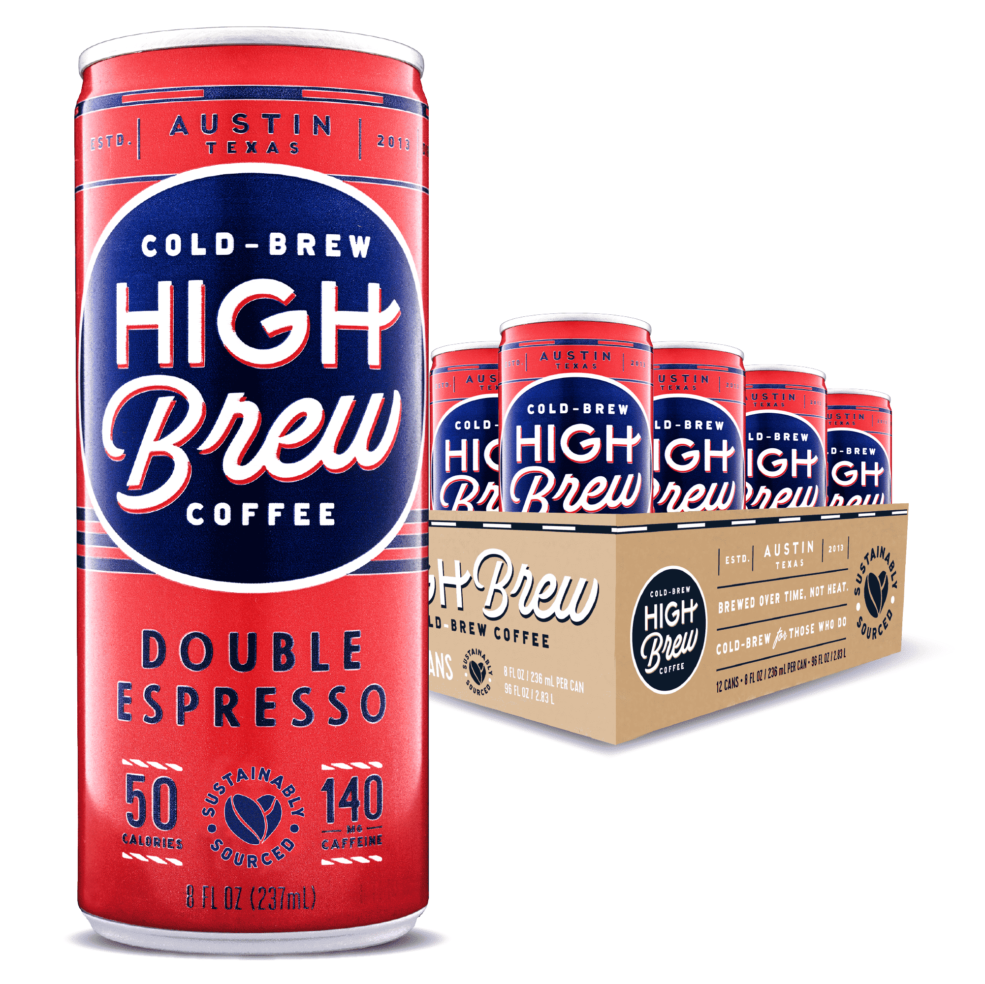 High Brew Coffee, Double Espresso Cold Brew, 8 fl oz Cans (12 Pack)