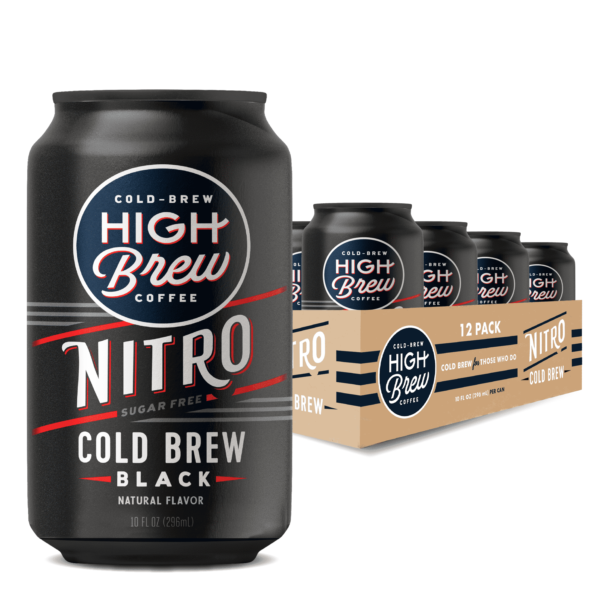 High Brew Coffee Nitro Black Cold Brew, Sugar-Free, Dairy-Free, 10 fl oz Cans (12 Pack)