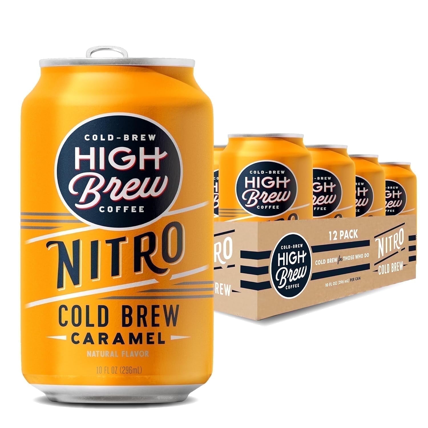 High Brew Coffee, Nitro Caramel Cold Brew, 10 fl oz Cans (12 Pack)