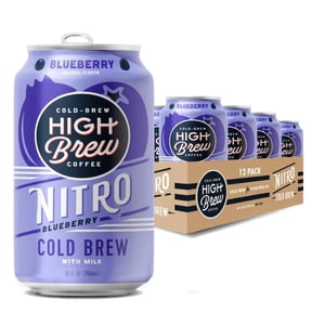 High Brew Coffee | Nitro Cold Brew, Blueberry | Sugar-Free, Dairy-Free, 200mg Natural Caffeine | Smooth Low-Acid Coffee Infused with Nitrogen, Ready-to-Drink | 10 oz Cans (Pack of 12)