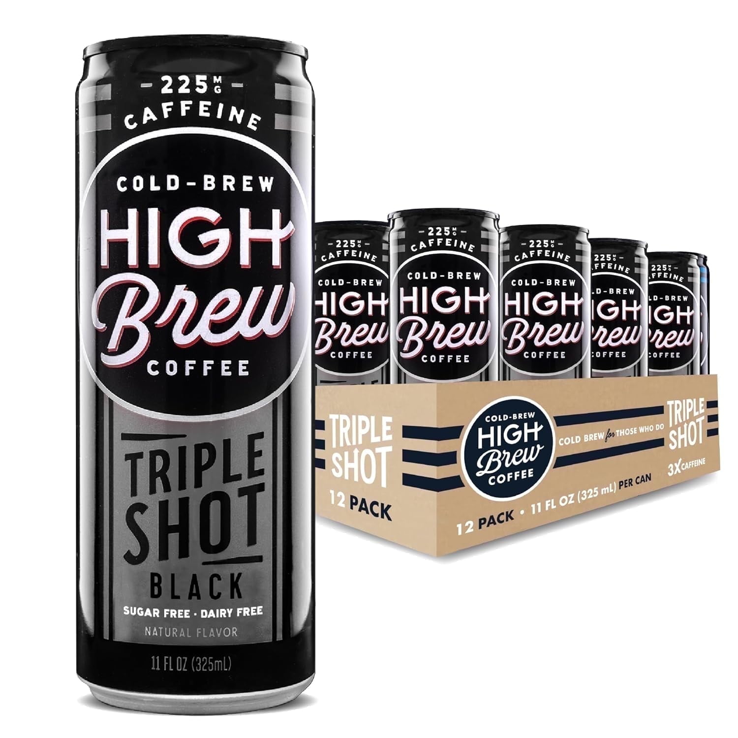 High Brew Coffee, Triple Shot Black Cold Brew, Sugar-Free, Dairy-Free, 11 fl oz (12 Pack)
