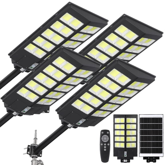 High Brightness 4800W Solar LED Table Lamp – Waterproof IP67 – Motion Detector – Automatic Dusk-to-Dawn Security Lighting for Parking Lots, Gardens, Commercial Areas – 7000K, 4-Pack – System Default