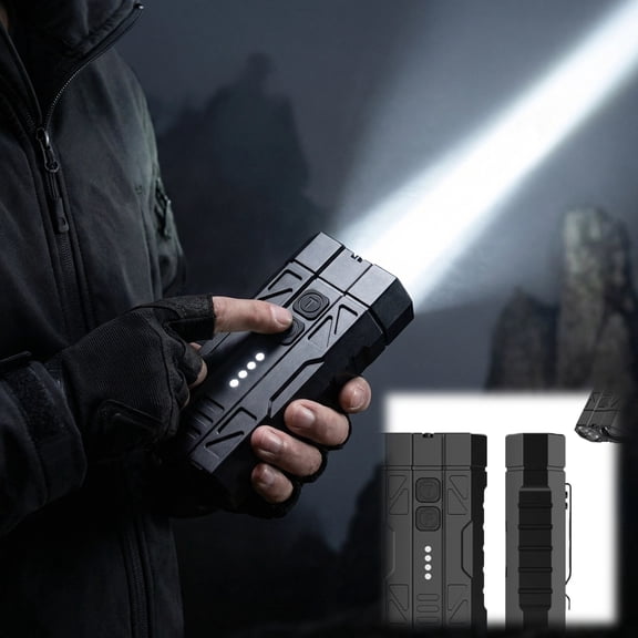 High-Brightness Pocket Dual-Module Outdoor Flashlight, 4 High-Brightness LEDs, 4 Modes with Zoom, Dual Switch Spotlight/Floodlight, Magnetic Base & Clip for Camping, Hiking, Repair,A,3.66in