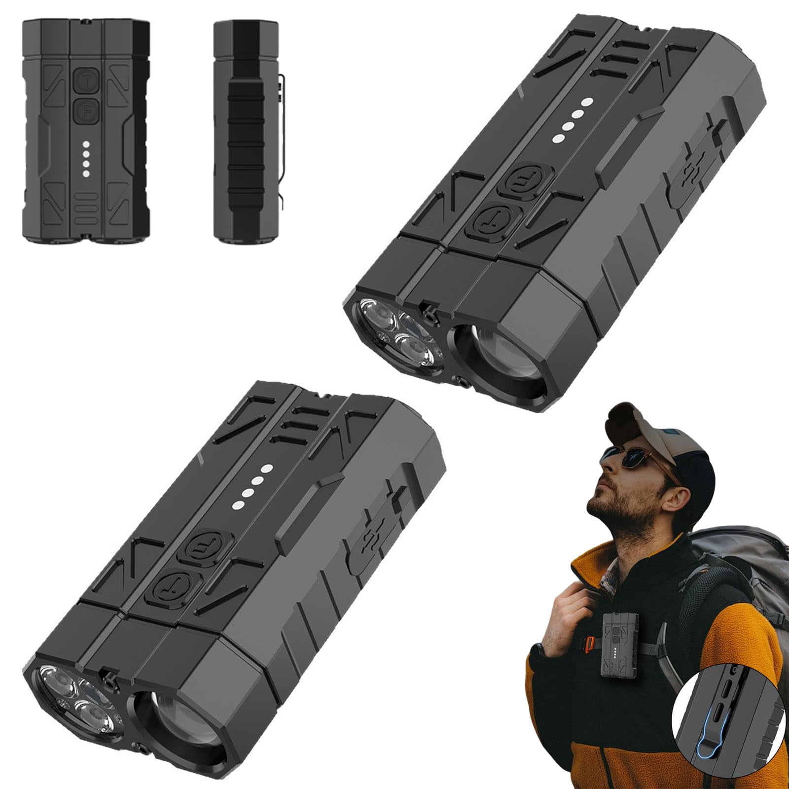 High-Brightness Pocket Dual-Module Outdoor Flashlight, Dual-Module ...